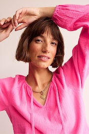 Boden Pink Serena Doublecloth Blouse - Image 4 of 5