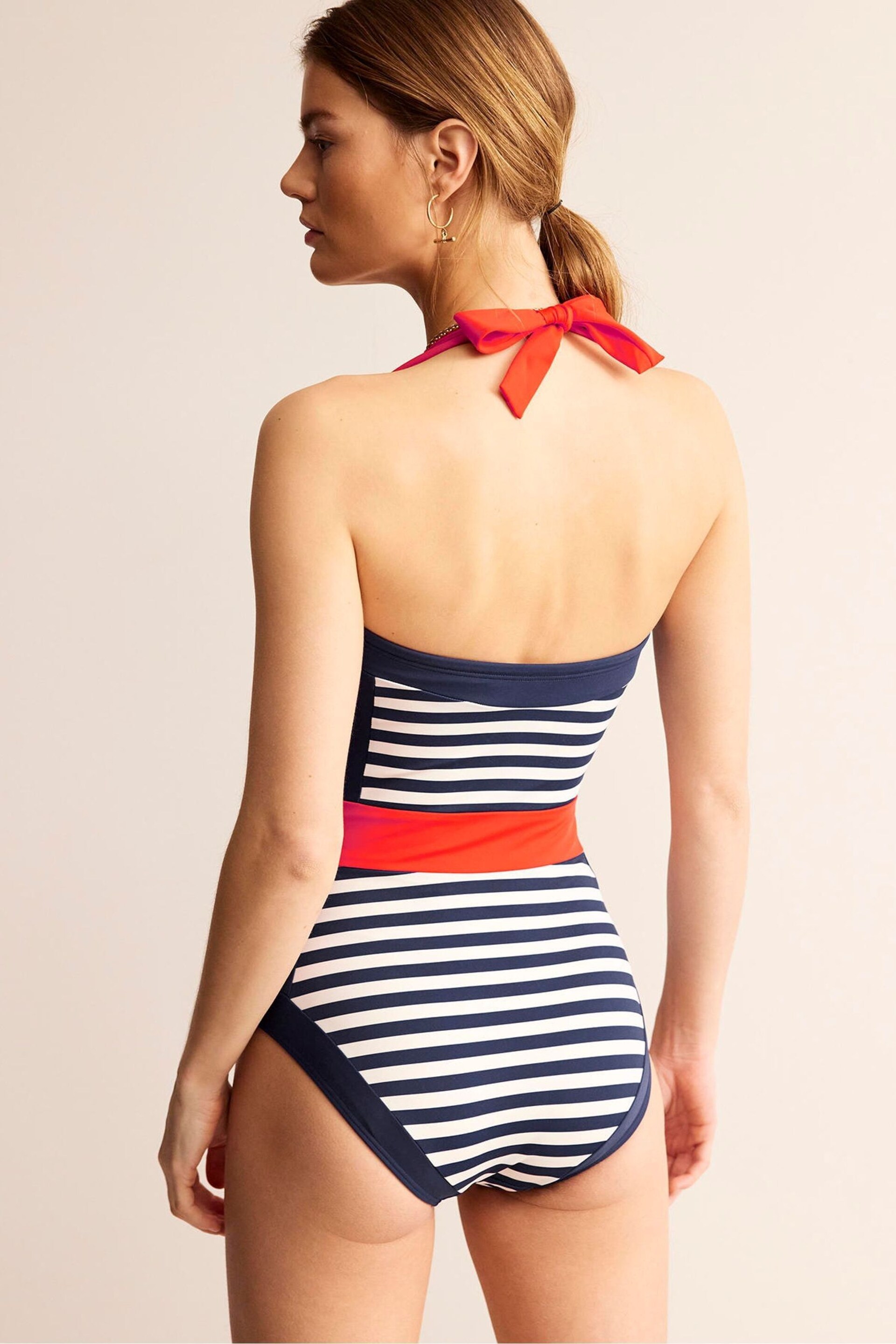 Boden Navy Multi Santorini Halterneck Swimsuit - Image 2 of 6