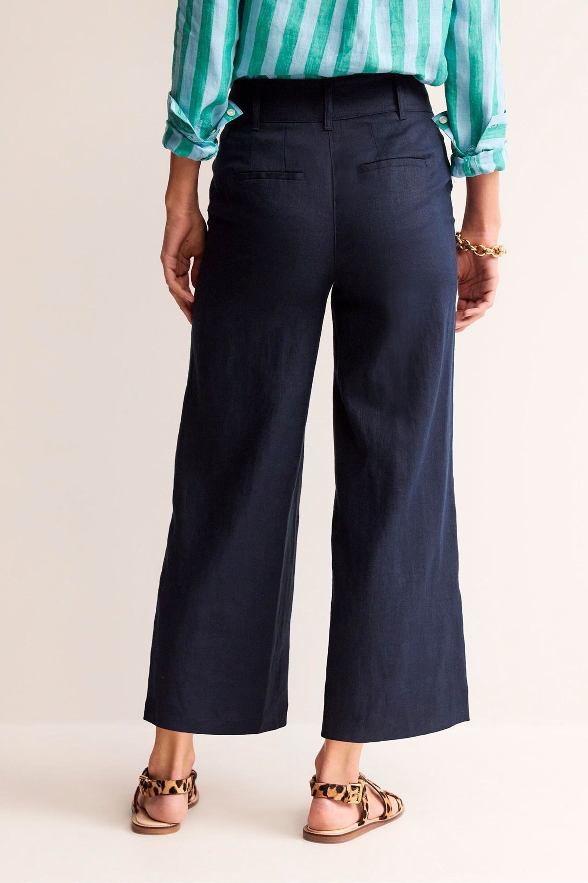 Boden Blue Petite Westbourne Crop Linen Trousers - Image 2 of 5