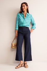 Boden Blue Petite Westbourne Crop Linen Trousers - Image 3 of 5