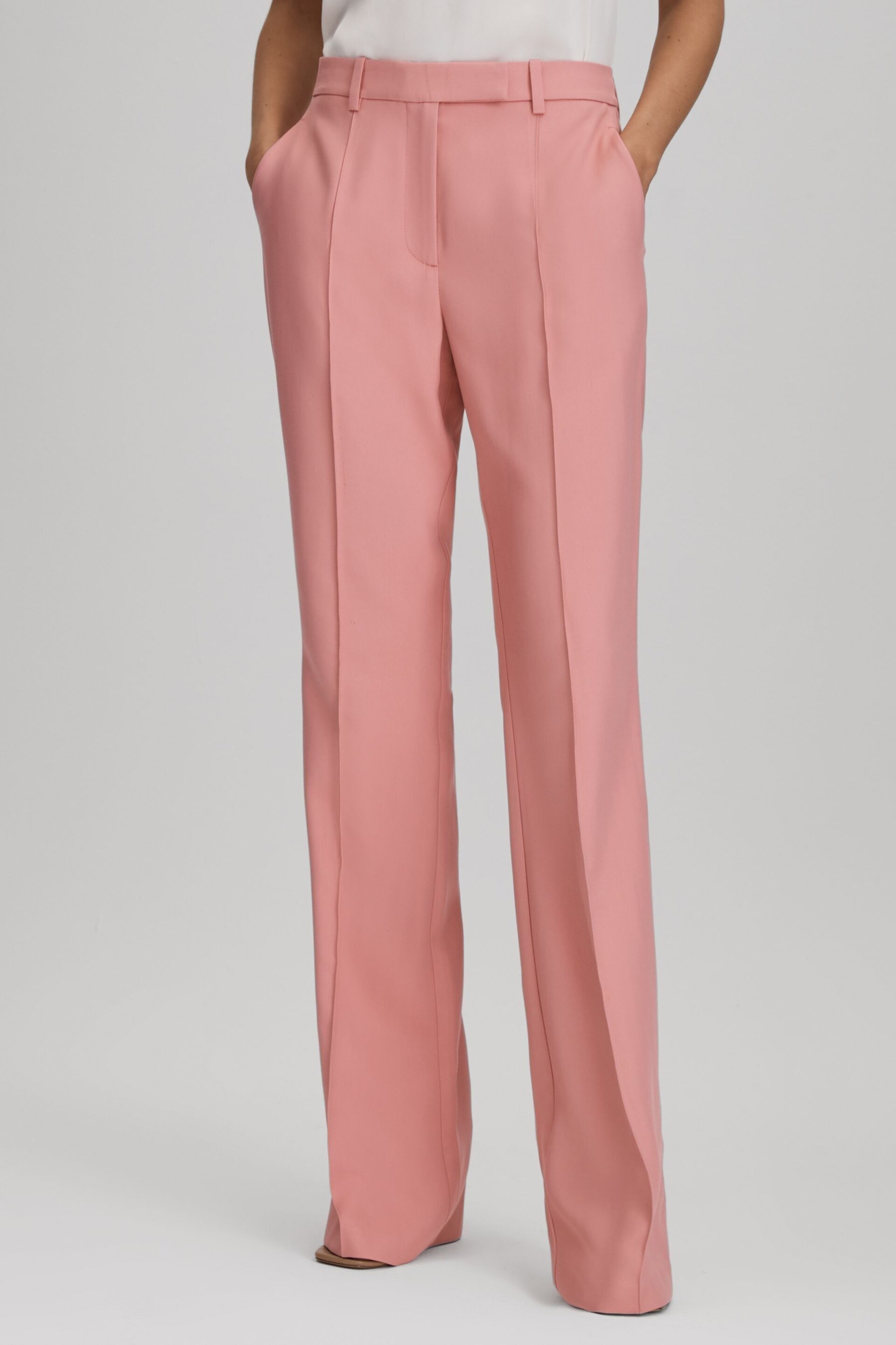Reiss Pink Millie Flared Suit Trousers - Image 1 of 6