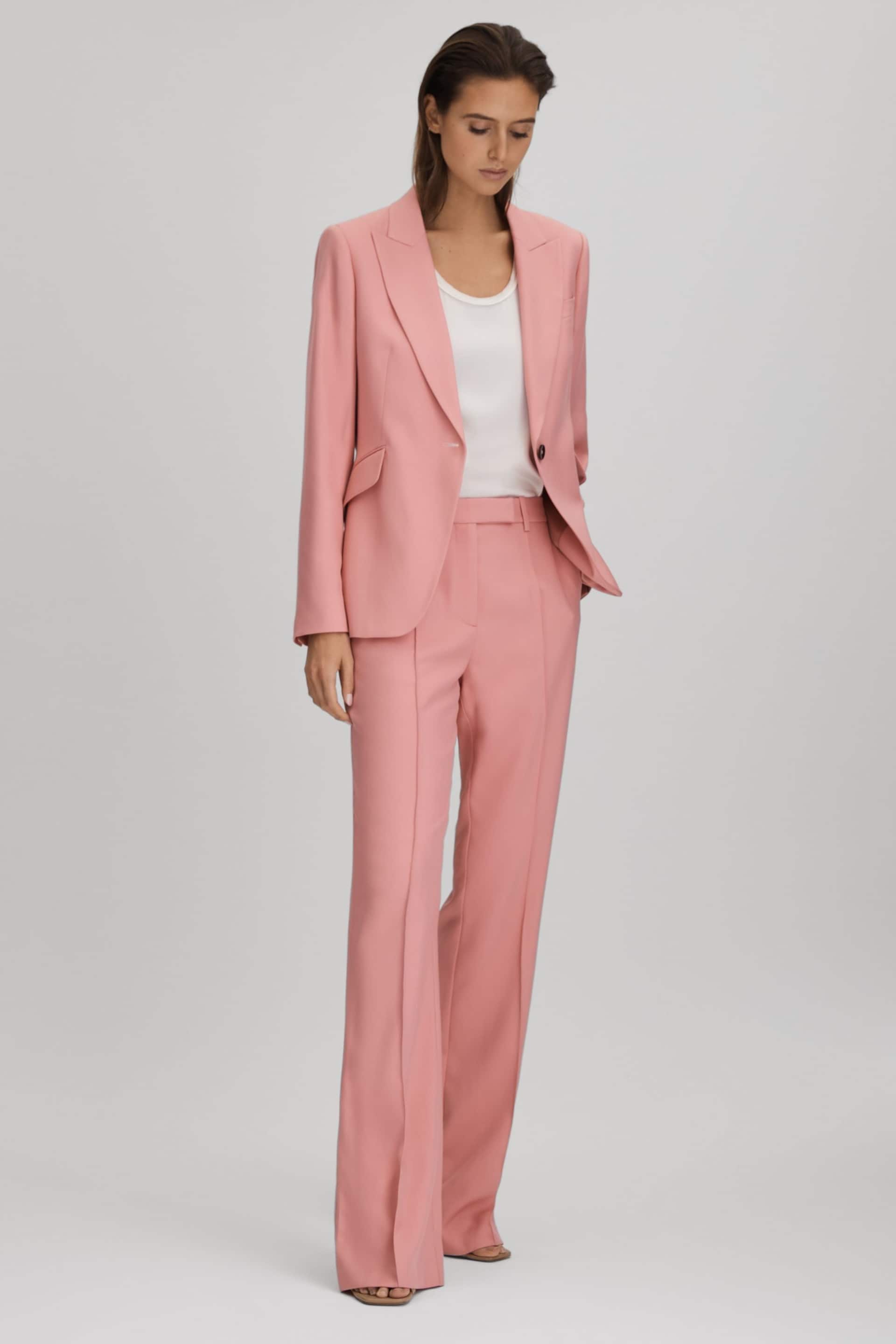 Reiss Pink Millie Flared Suit Trousers - Image 6 of 6