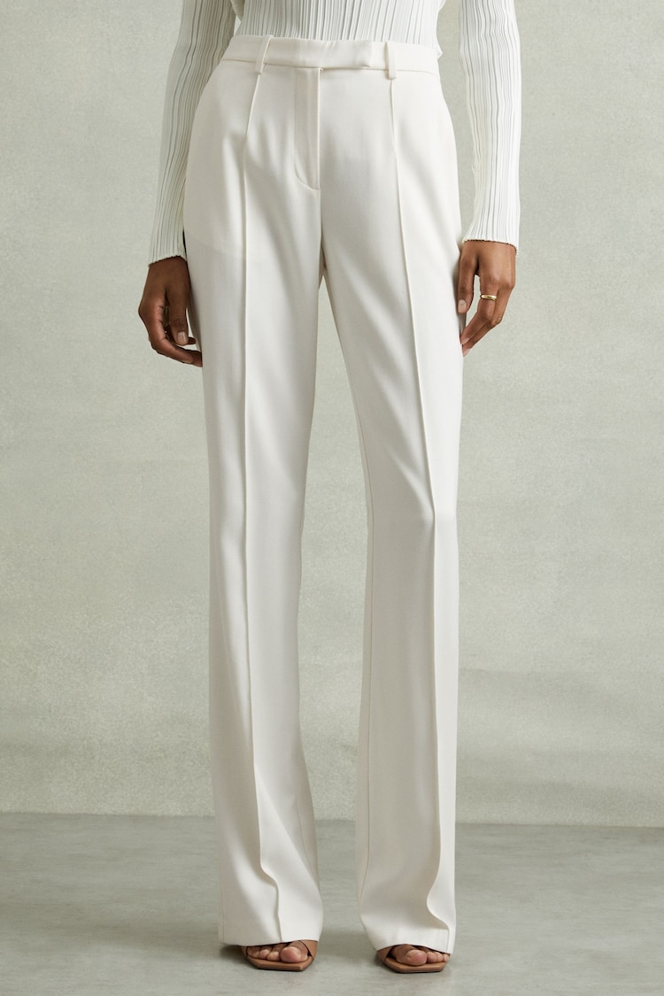 Reiss Cream Millie Petite Flared Suit Trousers - Image 1 of 6