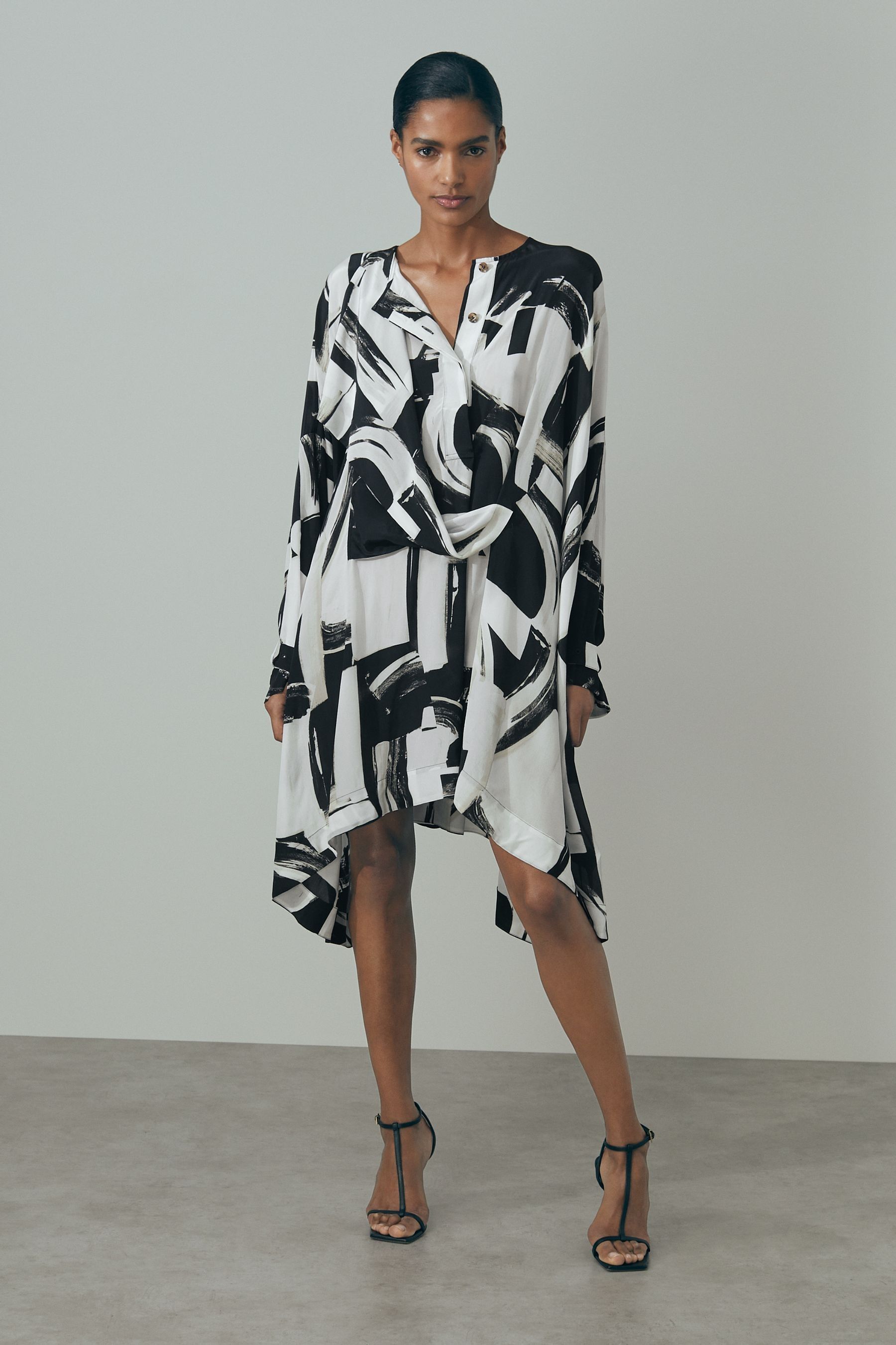 Buy Reiss White Black Lara Italian Cape Sleeve Mini Dress from Next Philippines