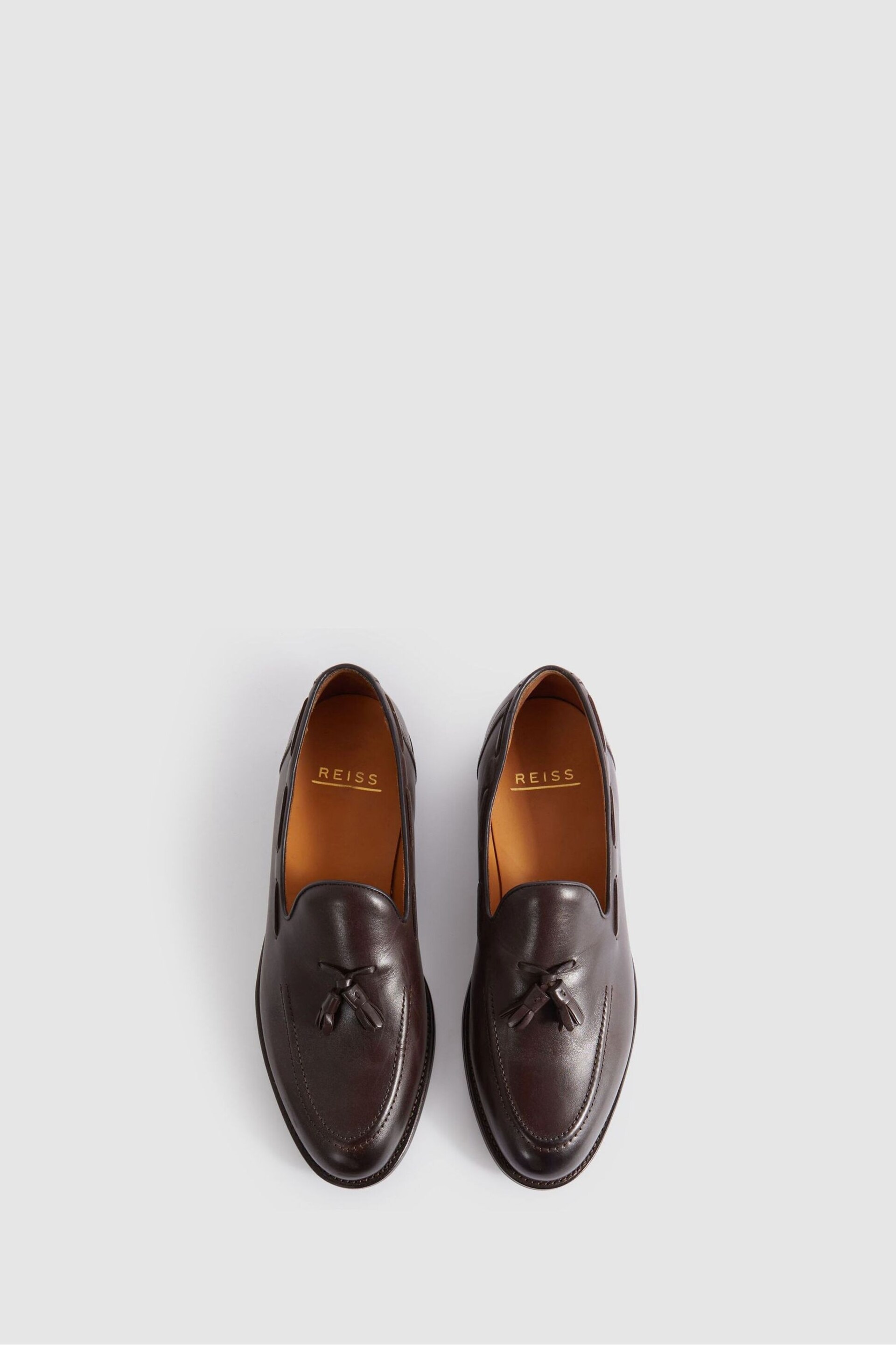 Reiss Dark Brown Clayton Leather Tassel Loafers - Image 3 of 5