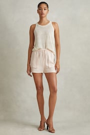 Reiss Pink Isador Drawstring Shorts with TENCEL™ Fibers - Image 1 of 5