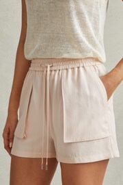 Reiss Pink Isador Drawstring Shorts with TENCEL™ Fibers - Image 3 of 5