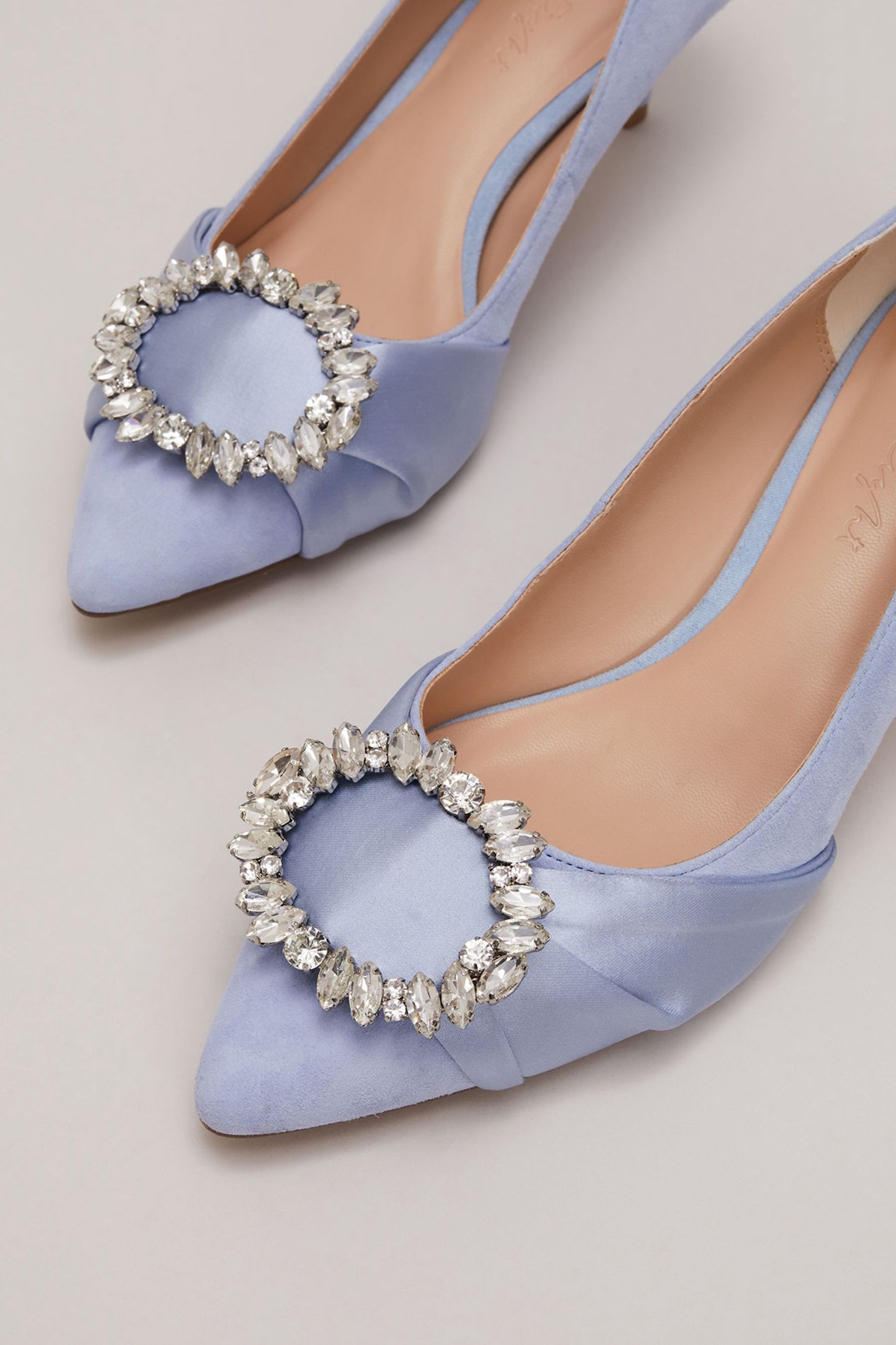 Phase Eight Blue Embellished Kitten Heel Shoes