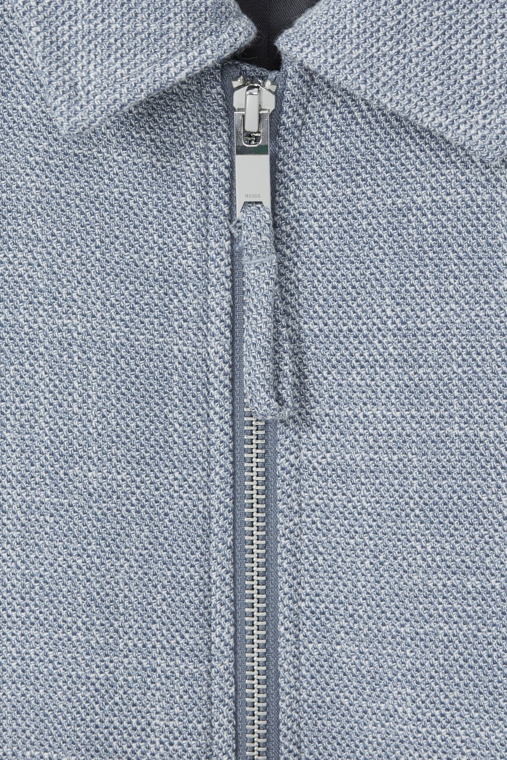 Reiss Soft Blue Lenzi Hopsack Blouson Jacket - Image 6 of 6
