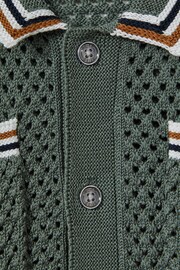 Reiss Dark Sage Green Coulson Teen Crochet Contrast Trim Shirt - Image 5 of 5
