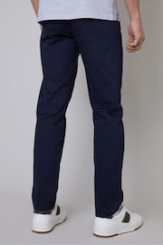 Threadbare Blue Cotton Regular Fit Chino Trousers with Stretch - Image 2 of 4