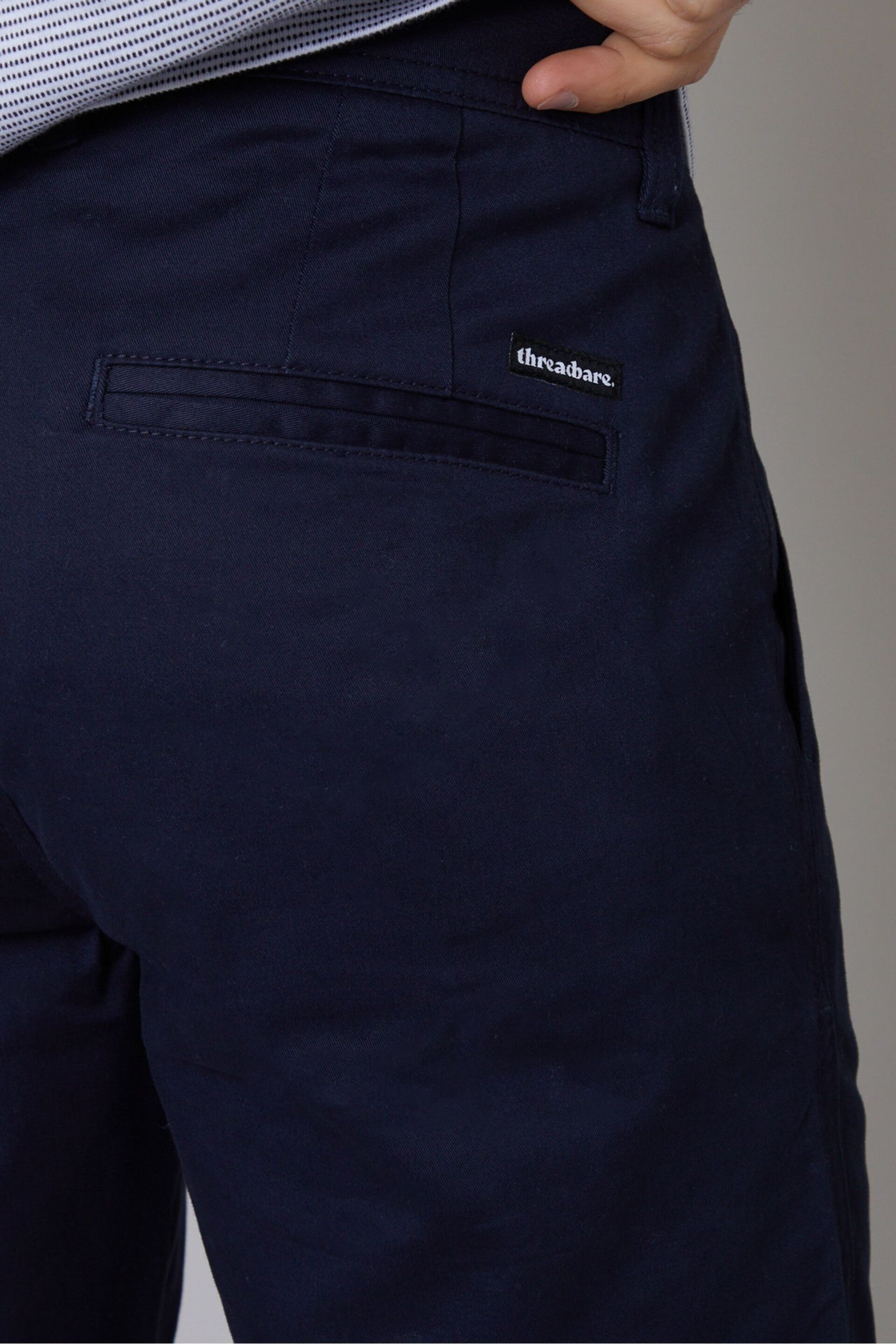 Threadbare Blue Cotton Regular Fit Chino Trousers with Stretch - Image 4 of 4