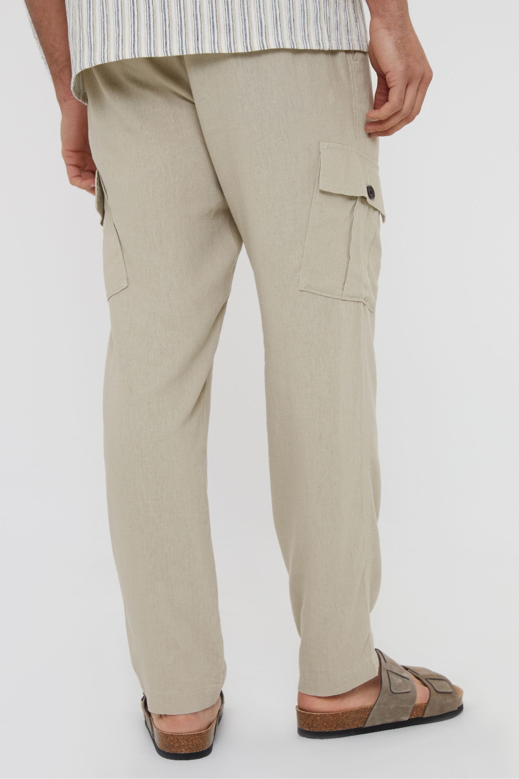 Buy Threadbare Cream Linen Blend Cargo Trousers from Next Ireland
