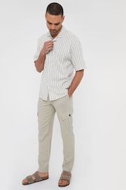 Threadbare Cream Linen Blend Cargo Trousers - Image 3 of 5