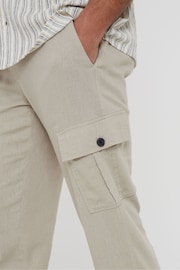 Threadbare Cream Linen Blend Cargo Trousers - Image 4 of 5