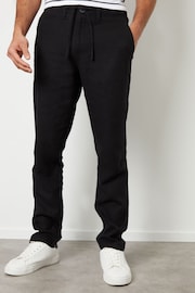 Threadbare Black Linen Blend Trousers - Image 1 of 4
