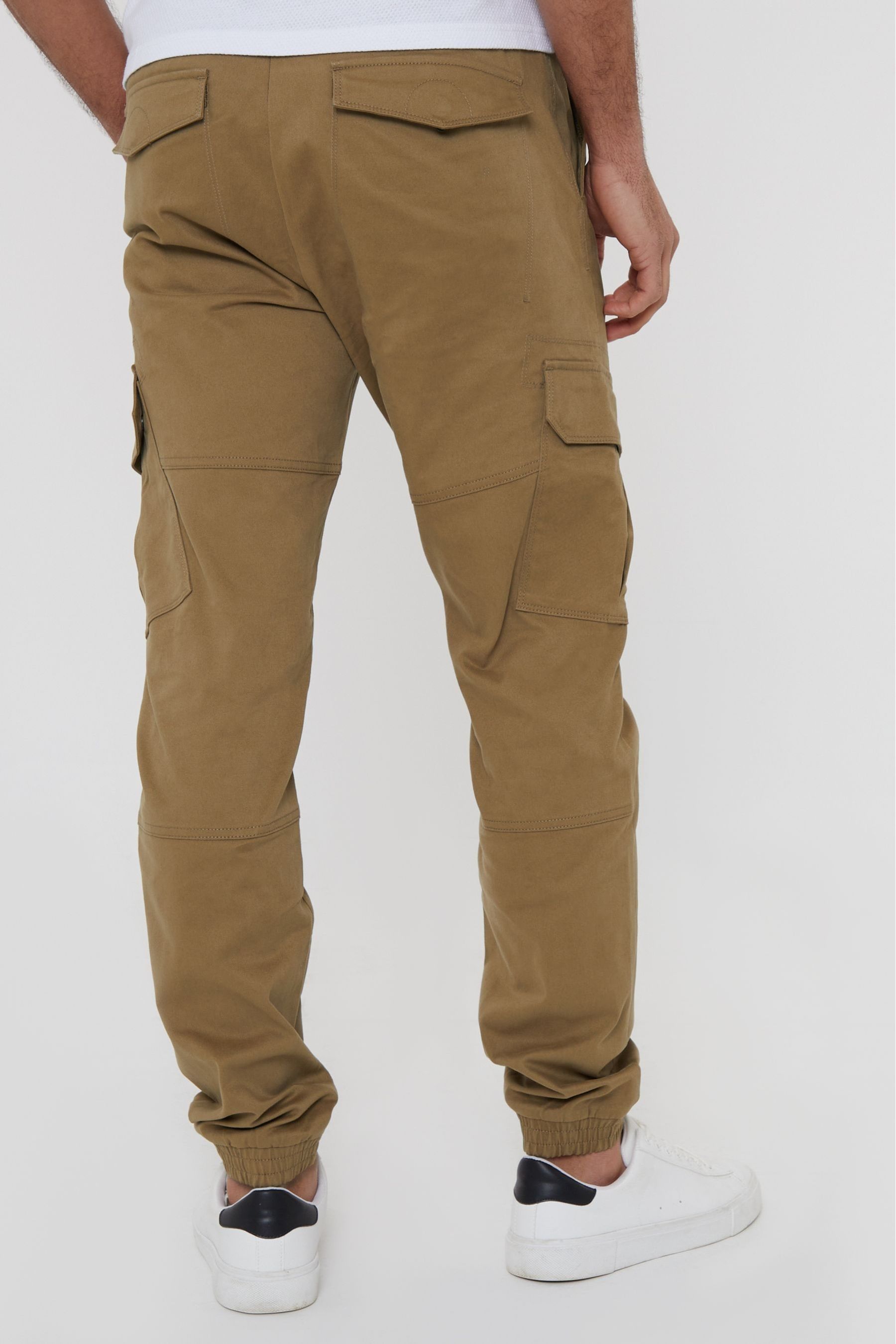Buy Threadbare Stone Cotton Jogger Style Cargo Trousers With Stretch from Next Belgium