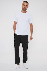 Threadbare Black Linen Blend Cargo Trousers - Image 3 of 5