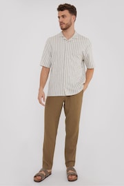 Threadbare Brown Linen Blend Drawcord Trousers - Image 3 of 4