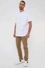 Threadbare Brown Cotton Regular Fit Chino Trousers with Stretch - Image 3 of 4