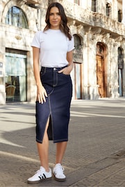 Threadbare Indigo Denim Midi Skirt - Image 3 of 5