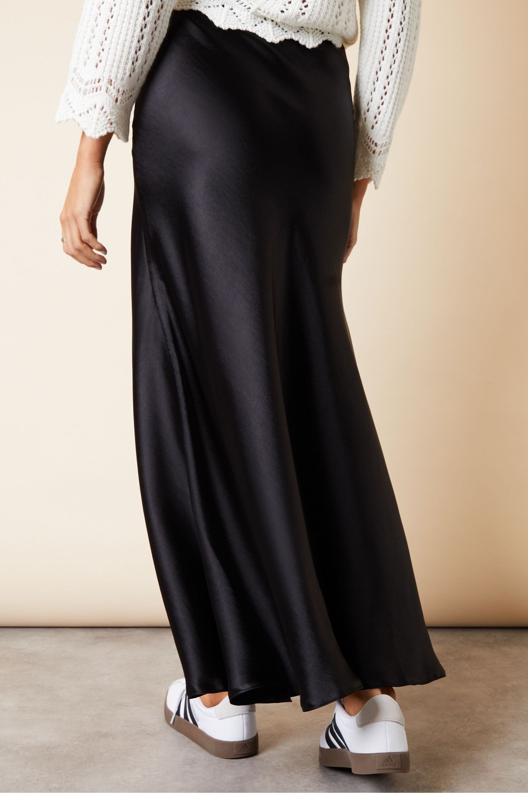 Buy Threadbare Dark Black Satin Maxi Slip Skirt from Next Canada
