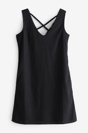 Threadbare Black Petite Linen Blend V-Neck Shift Dress - Image 5 of 5