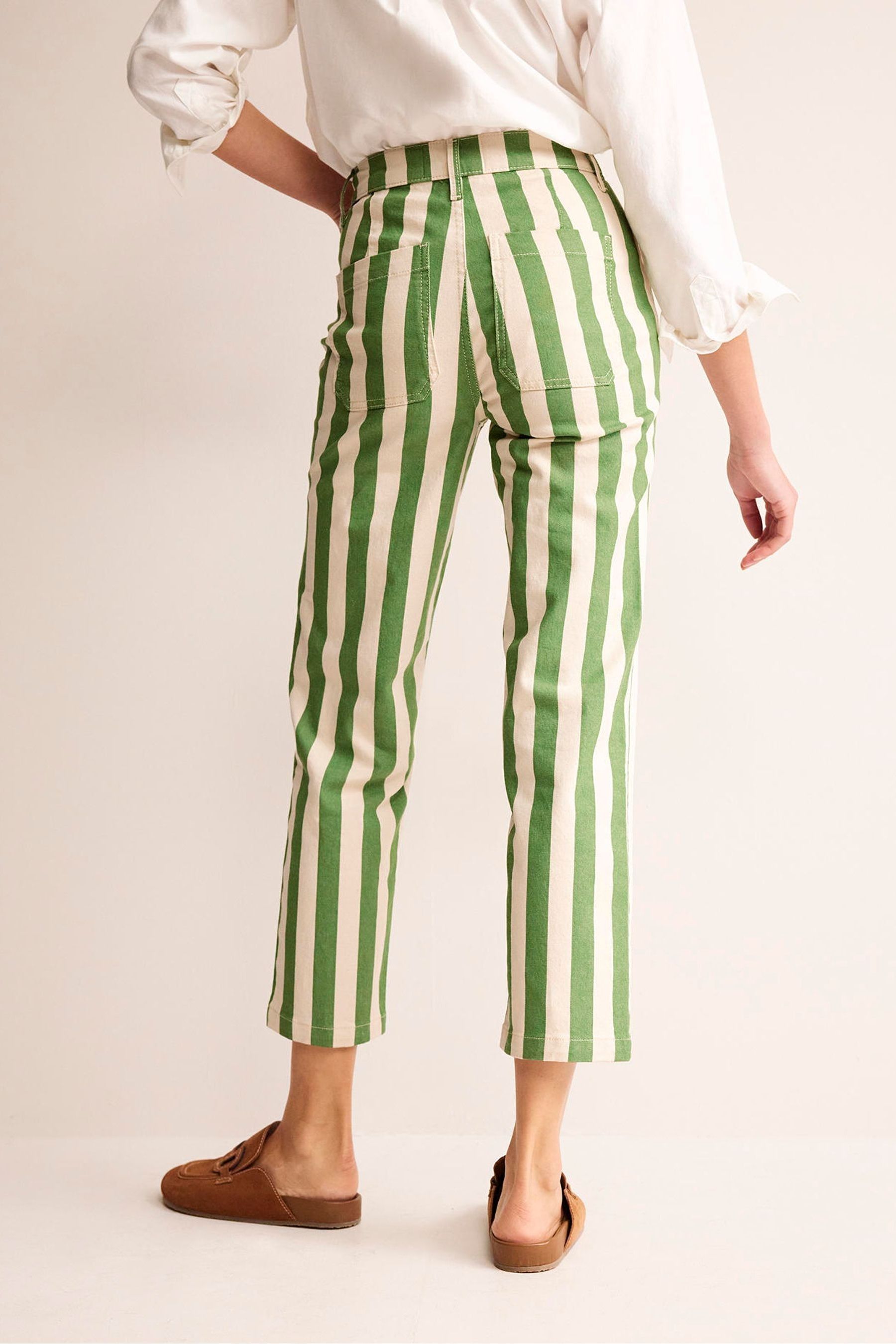 Green striped jeans discount