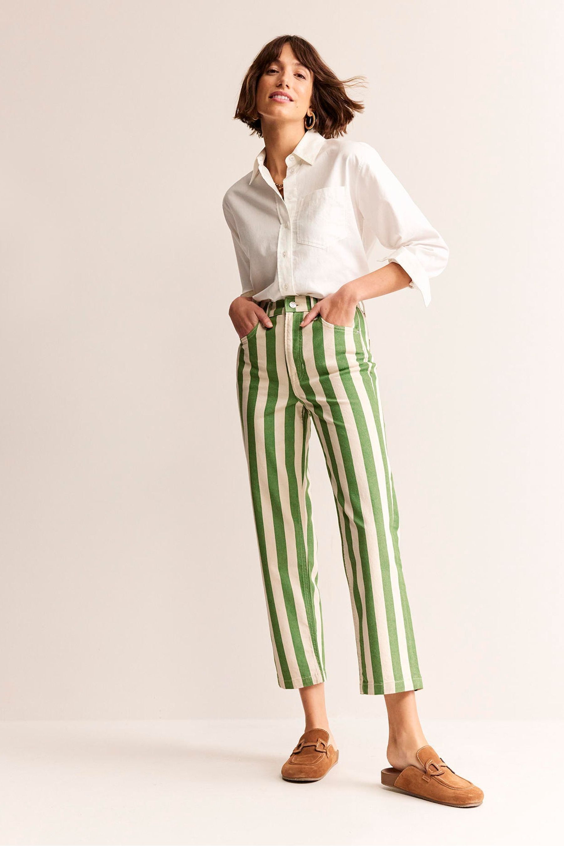 Buy Boden Green High Rise Stripe Jeans from Next United Arab Emirates