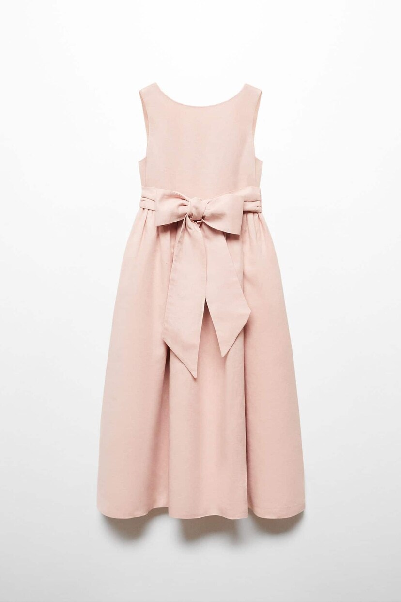 Mango Pink Bow Linen-Blend Dress - Image 1 of 4
