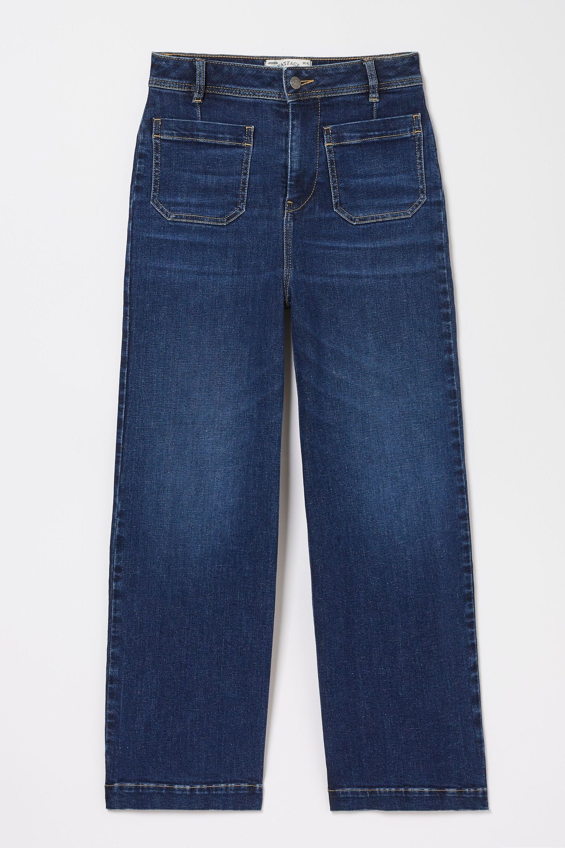 Buy FatFace Keswick Blue Wide Leg Crop Jeans from the Next UK online shop