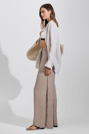 Reiss Taupe Harry Linen Side Split Trousers - Image 3 of 6
