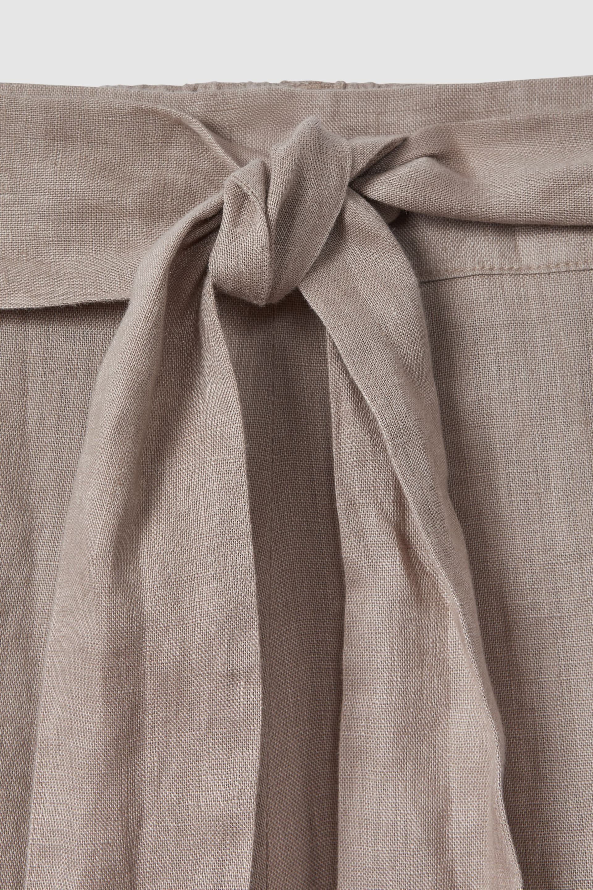 Reiss Taupe Harry Linen Side Split Trousers - Image 6 of 6