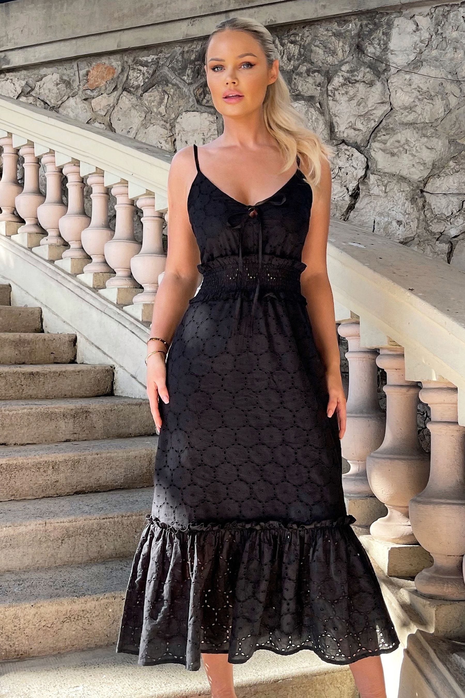 Buy Paris Broderies Frill Hem White Midi Dress from Next Luxembourg