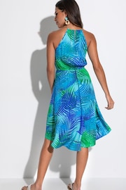 Pour Moi Blue LENZING™ ECOVERO™ Viscose Gold Chain High Neck Beach Dress - Image 2 of 4