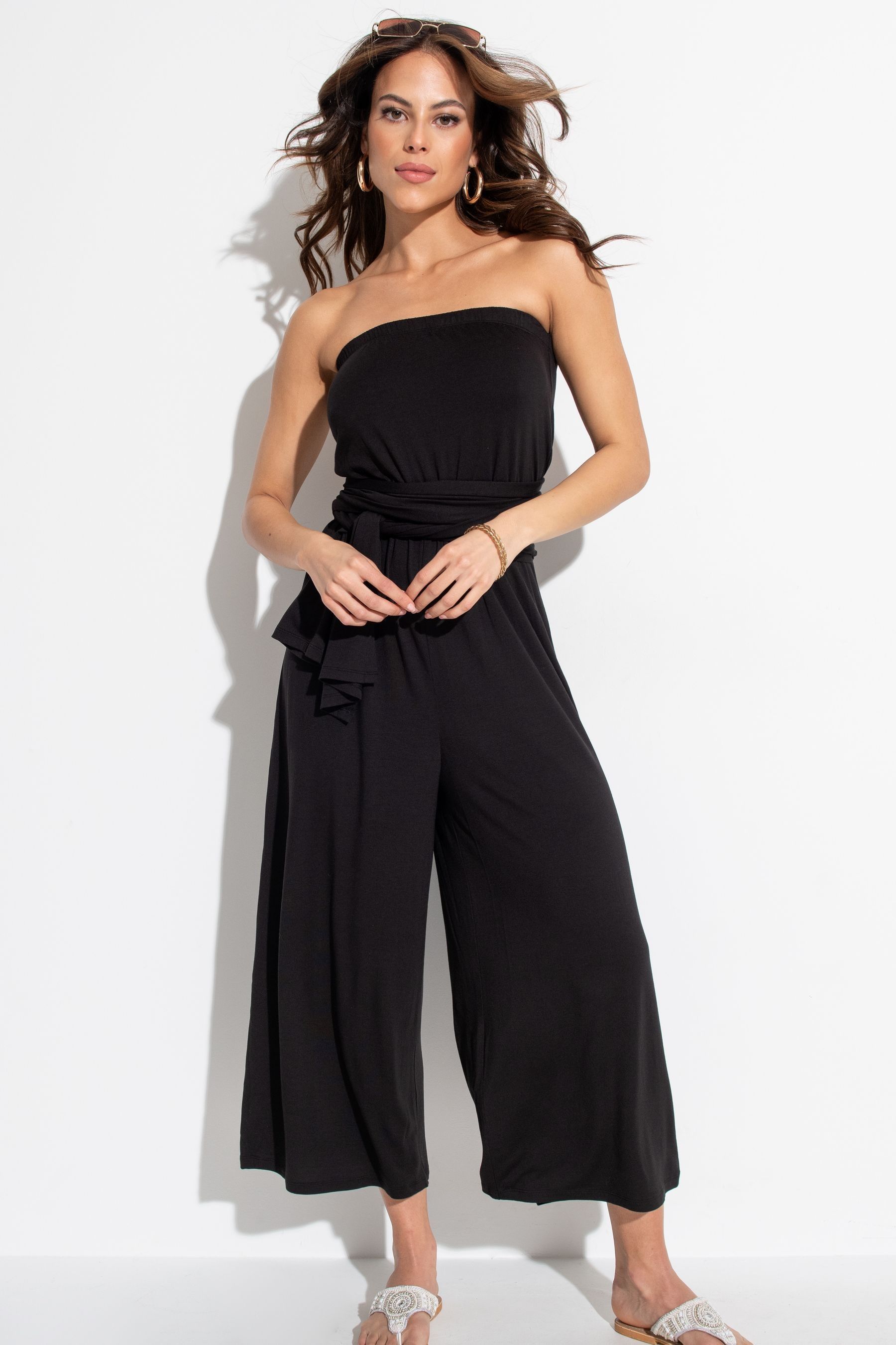 Pour Moi Black Multiway Jersey Beach Jumpsuit with LENZING ECOVERO Viscose
