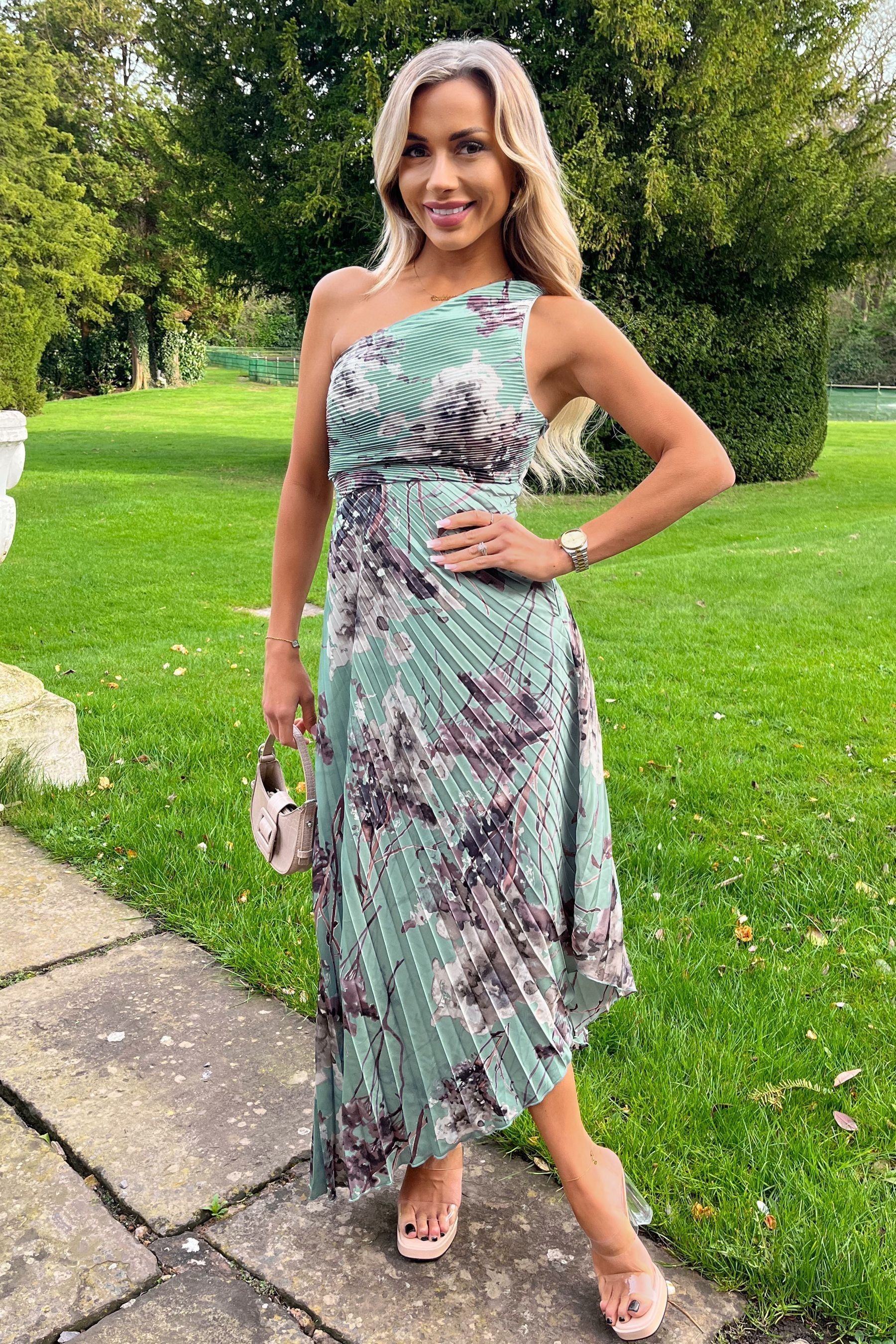 Pleated midi occasion dress online