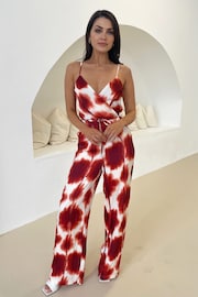 AX Paris Metallic Rust Printed Strappy Tie Waist Jumpsuit - Image 4 of 4