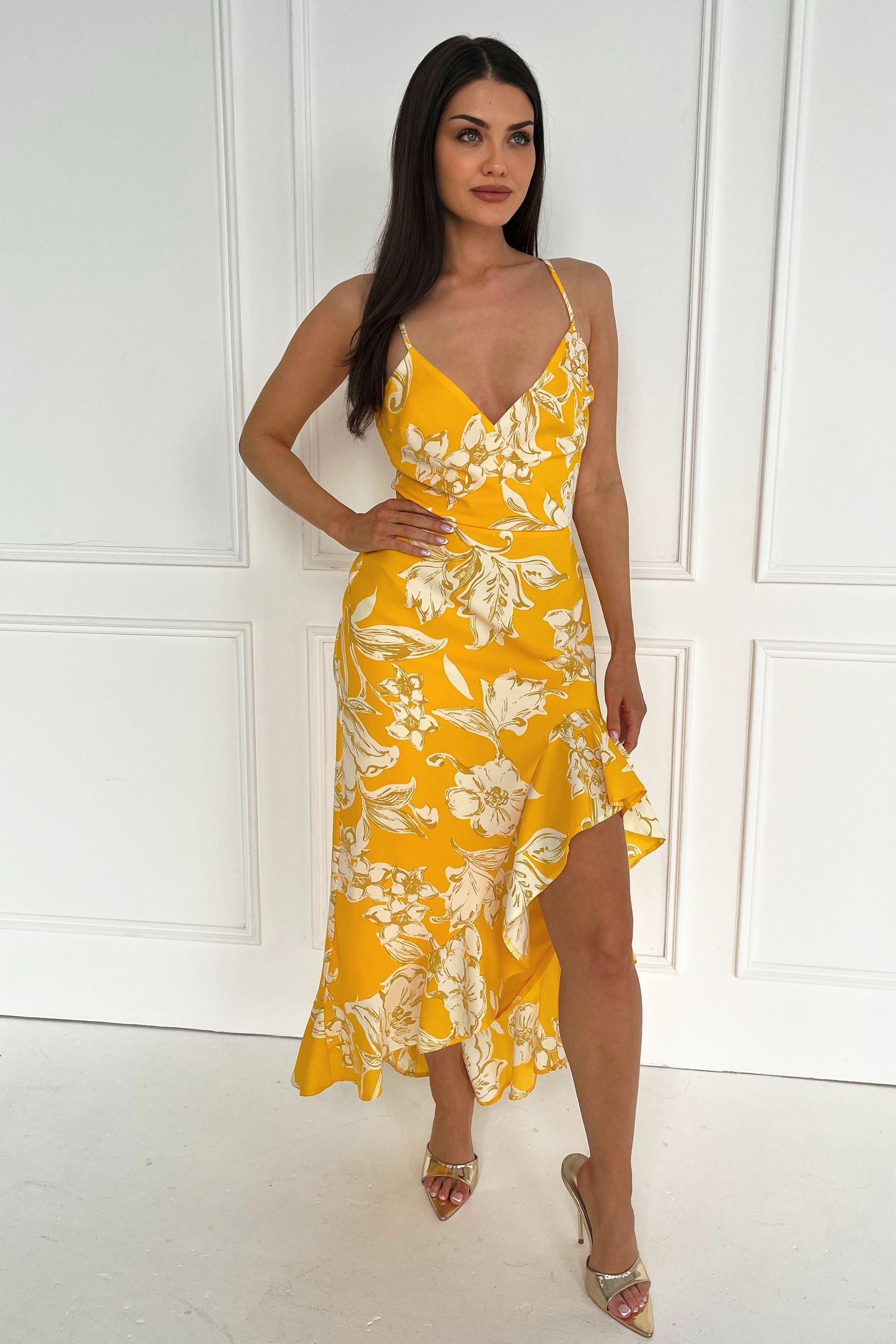 Lipsy print frill hi low dress top