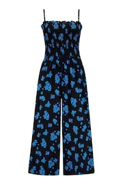 Pour Moi Black Multi Strapless Shirred Bodice Crop Leg Beach Jumpsuit - Image 3 of 4