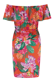 Pour Moi Orange LENZING™ ECOVERO™ Viscose Frill Belted Bardot Dress - Image 4 of 4