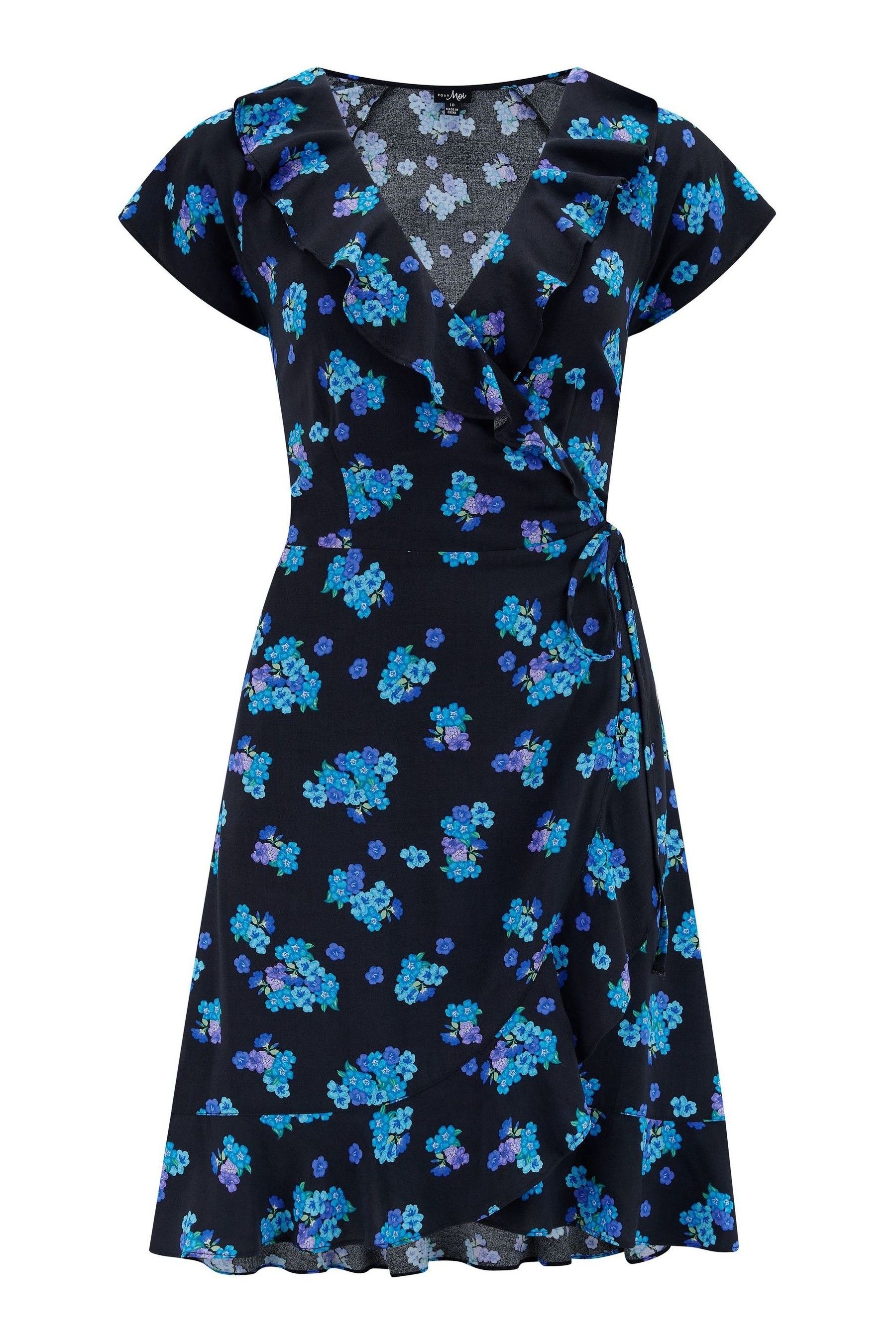 Buy Pour Moi Black Frill Wrap Woven Beach Dress from the Next UK online ...