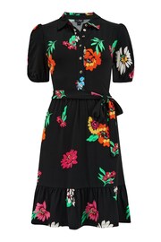 Pour Moi Black Jodie Fuller Bust Slinky Jersey Tiered Shirt Dress - Image 3 of 4