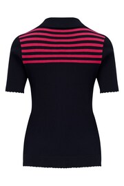 Pour Moi Blue Roma Half Sleeve Stripe Knit Top - Image 4 of 4