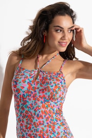 Pour Moi Pink & Blue Floral Strappy Jersey Beach Dress with LENZING™ ECOVERO™ Viscose - Image 2 of 4