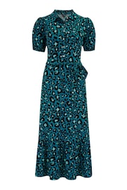Pour Moi Blue Jodie Fuller Bust Slinky Jersey Tiered Midi Shirt Dress - Image 3 of 4