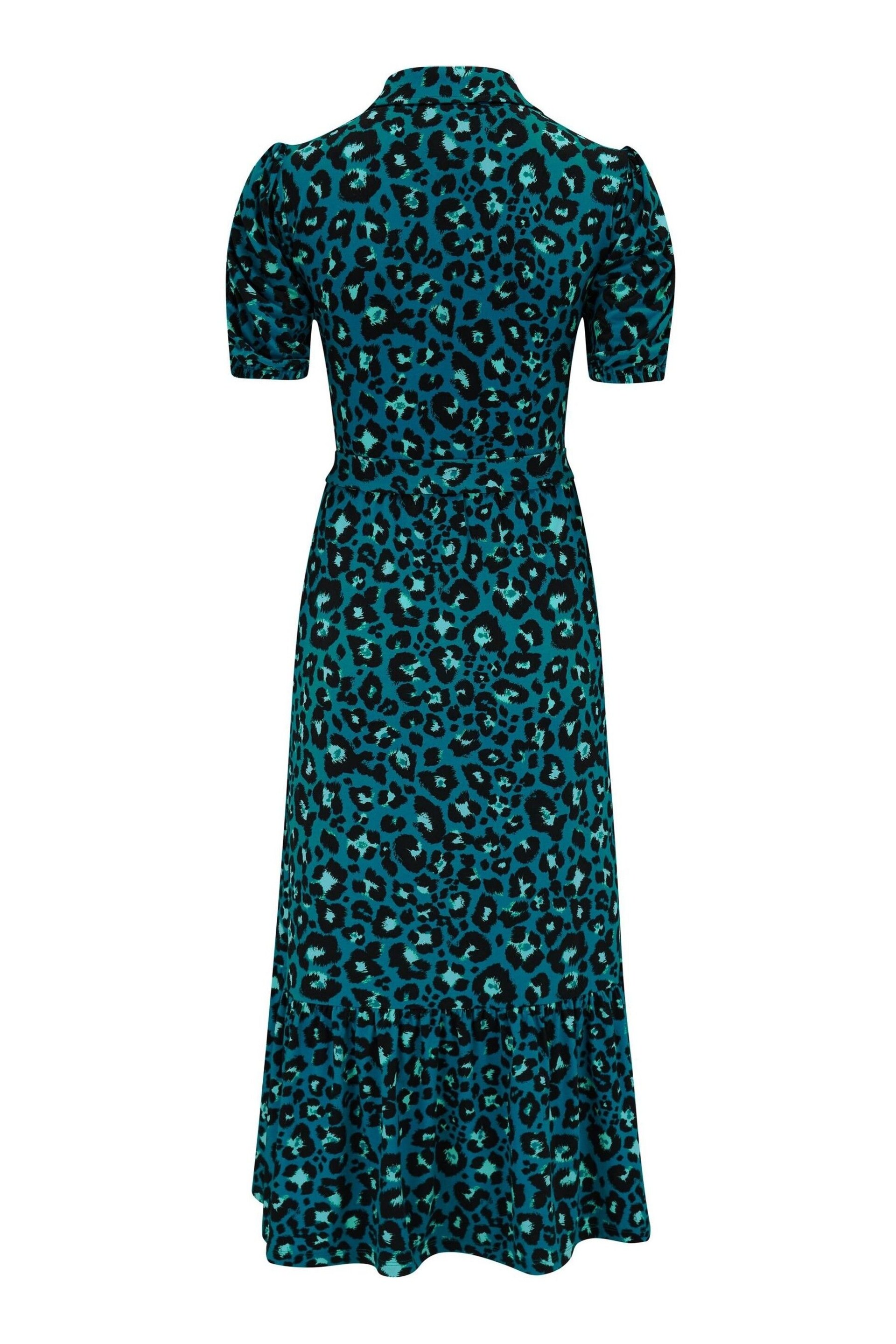 Pour Moi Blue Jodie Fuller Bust Slinky Jersey Tiered Midi Shirt Dress - Image 4 of 4