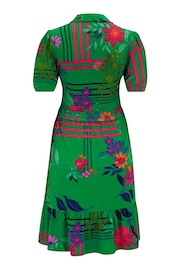 Pour Moi Green Jodie Fuller Bust Slinky Jersey Tiered Shirt Dress - Image 4 of 4