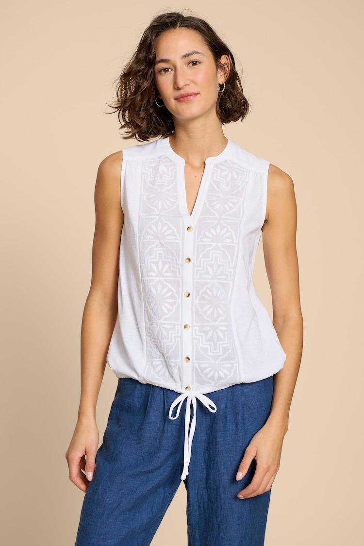 White Stuff White Tulip Jersey Sleeveless Shirt - Image 1 of 7