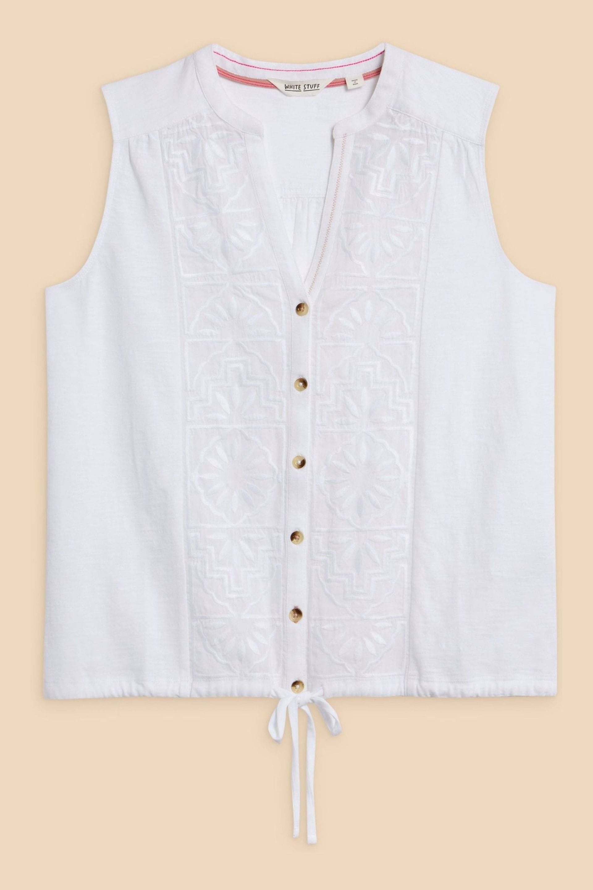 White Stuff White Tulip Jersey Sleeveless Shirt - Image 5 of 7